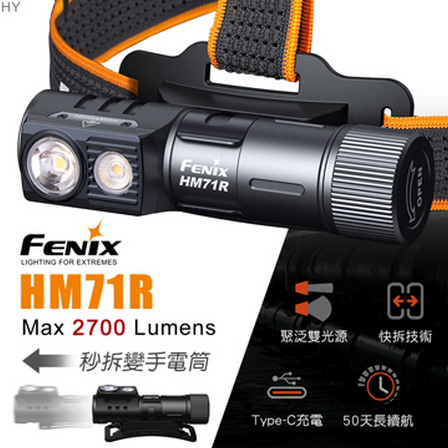 FENIX HM71R 【高性能】多用途工業頭燈 2700流明 230米射程  型號：HM71R