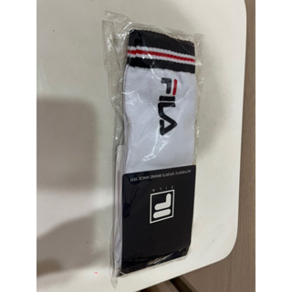 （全新現貨）正牌專櫃FILA 經典白色藍紅 長襪 尺寸19