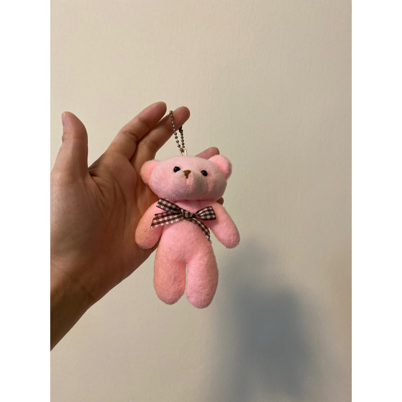 粉紅色小熊 泰迪熊 小娃娃 11公分高 娃娃 絨毛玩具