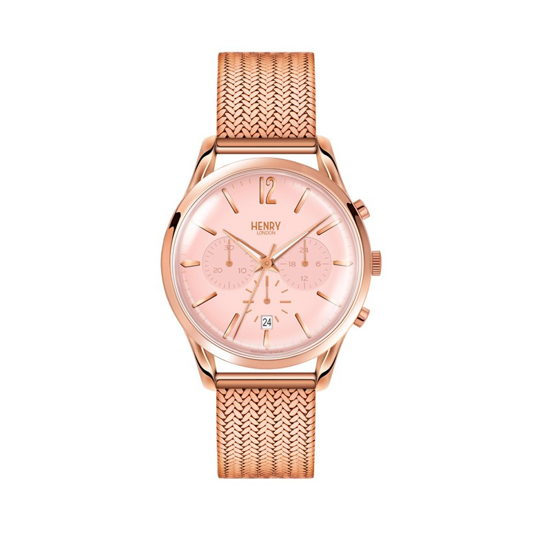 HENRY LONDON英國設計師品牌手錶 | HL39-CM-0168 粉面玫瑰金 復古造型三眼手錶