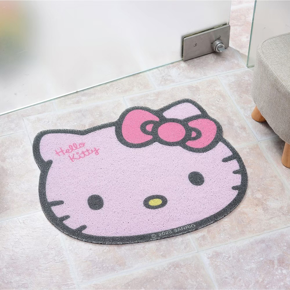 【生活工場】Hello Kitty造型刮泥絲圈地墊-粉