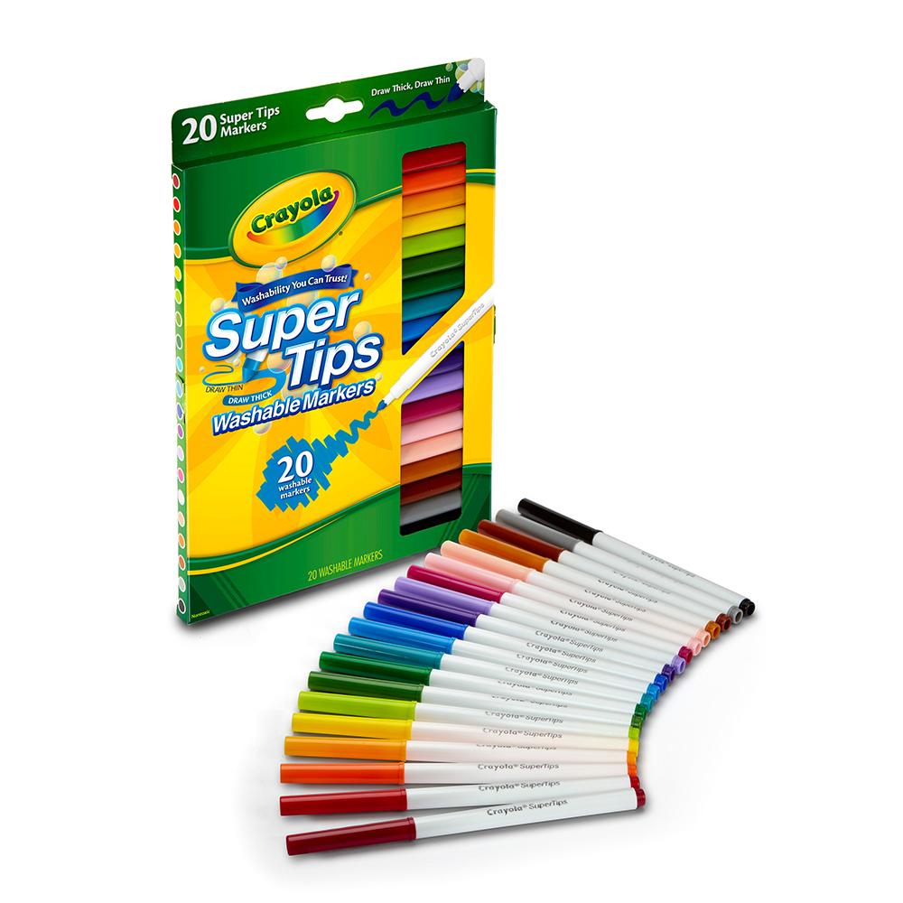 【美國繪兒樂Crayola】可水洗細桿彩色筆20色｜書寫流暢 顏色飽滿準確 可水洗特性 幼童適用