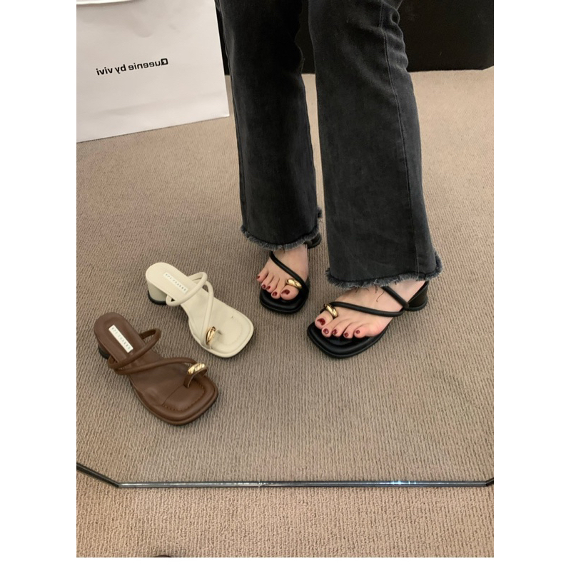 [mi_shop]法式氣質粗跟套指凉拖鞋