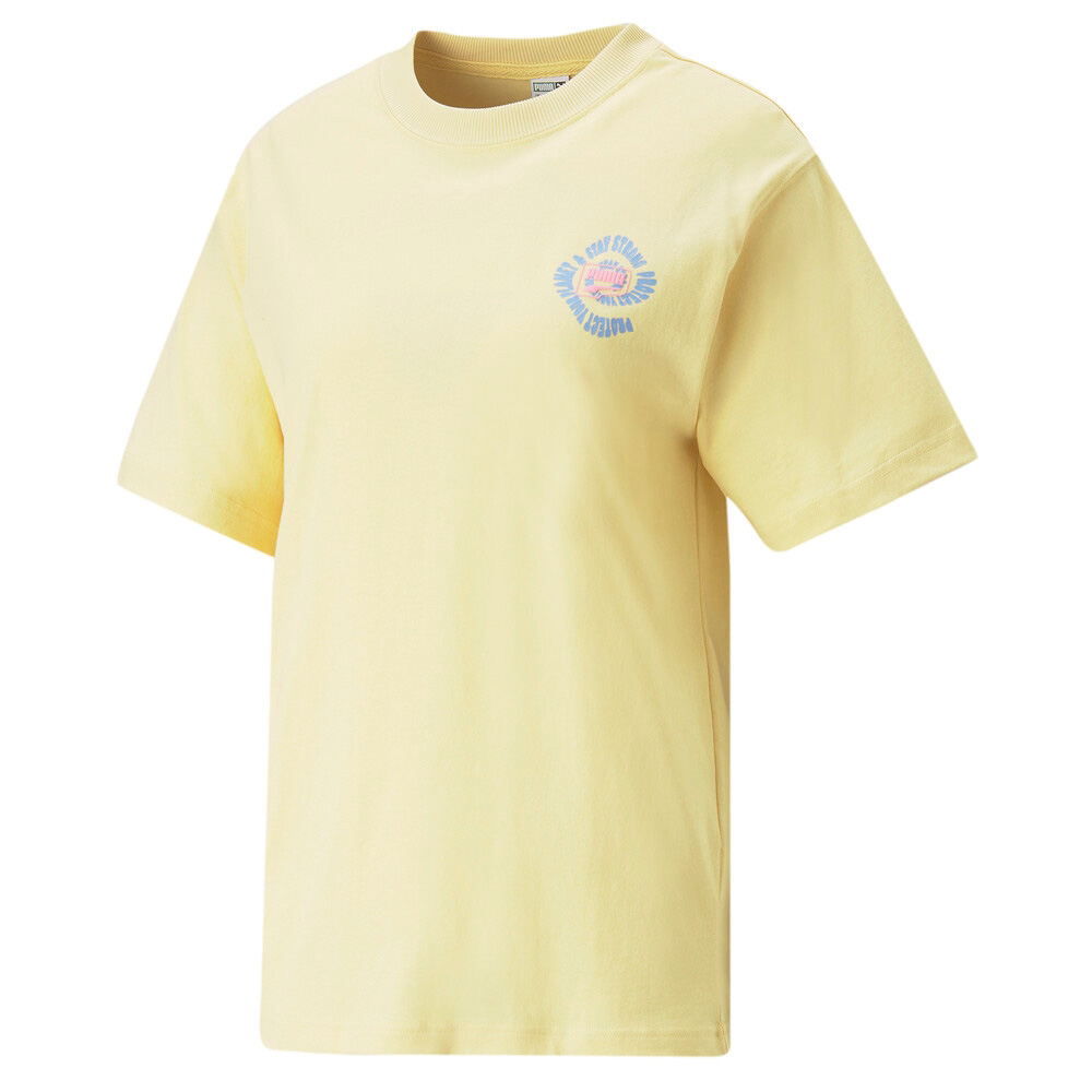 PUMA 短T 流行系列 DOWNTOWN 黃 圖樣 寬鬆 短袖 T恤 女 53972442