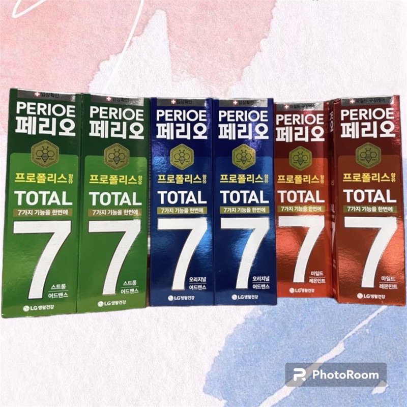 🉐️特價🉐️ 韓國 LG PERIOE倍麗兒 7效蜂膠牙膏120g 經典藍/青檸紅/沁涼綠 鯊魚寶寶滴家