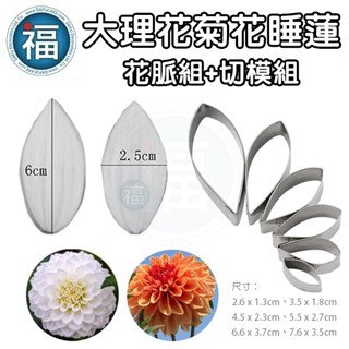 大理花 菊花 睡蓮 【花脈組+切模組】不鏽鋼 矽膠模 翻糖 蛋糕 切模 模具 花瓣 壓花 印花 花脈 糖花 大麗花