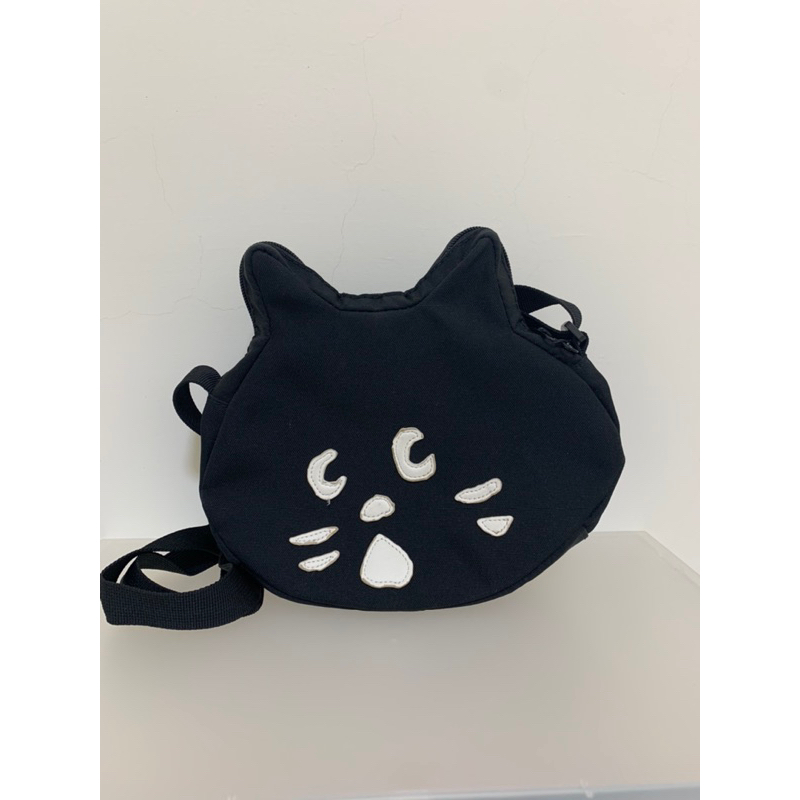 ［日本Ne-net]黑色貓咪大頭側背包