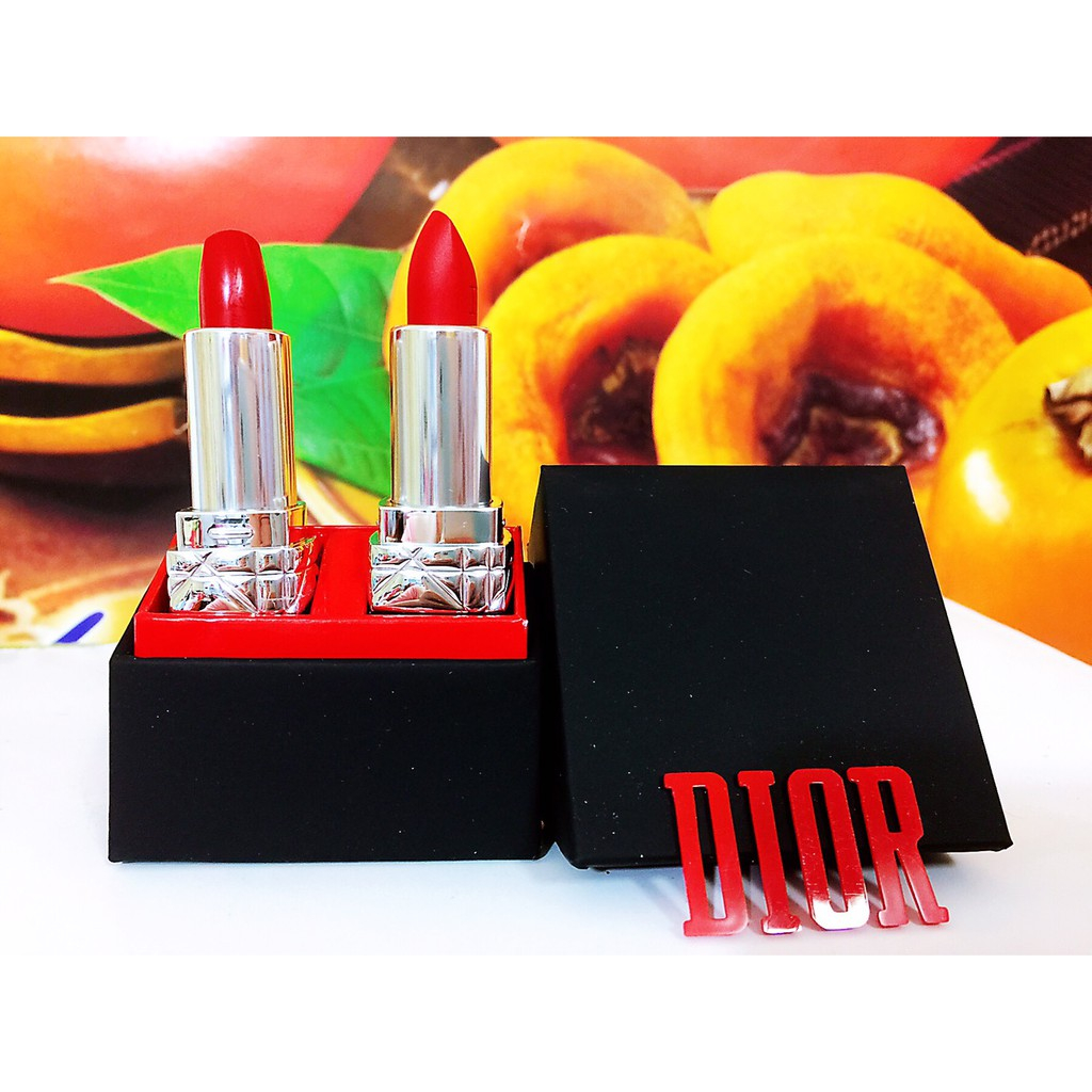 Dior 迪奧 藍星迷你雙唇組 含 999 經典唇膏 1.4g+ 999 絲絨唇膏 1.4g 禮盒裝 享受寵愛
