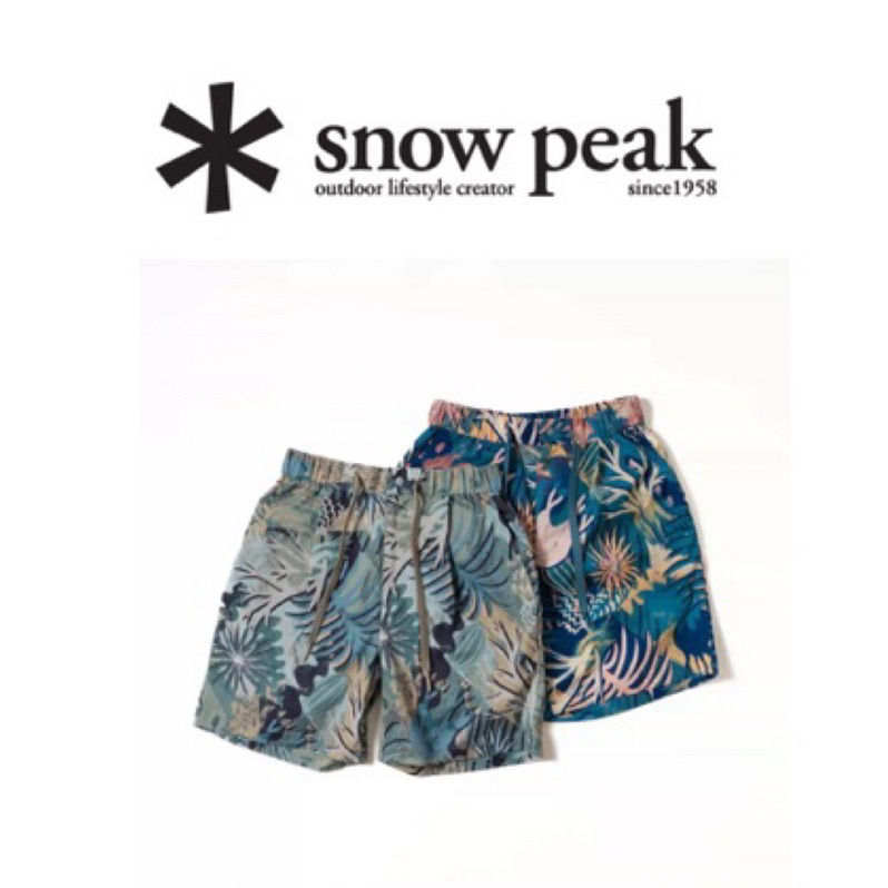 露營雪峰SNOW PEAK Quick Dry 露營 戶外 五分褲 短褲 科技透氣速乾網孔紗 夏威夷花紋短褲