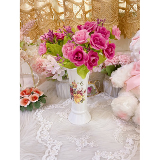 粉紅玫瑰精品屋～🌷鄉村風花形玫瑰陶瓷花器 筆筒🌷
