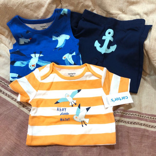 全新現貨🌷18M美國Carter’s 寶寶嬰兒無袖包屁衣短袖包屁衣長褲三件組海鷗Carters男嬰男寶連身衣套裝