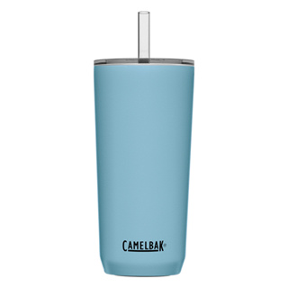 【美國CamelBak】600ml Straw Tumbler 雙層不鏽鋼吸管杯(保冰)灰藍/ CB2747402060