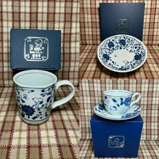 現貨~史努比 三麗鷗 Hello Kitty 藍唐草青花瓷款 日本製陶瓷馬克杯 陶瓷咖啡杯盤組 陶瓷圓盤