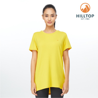 【Hilltop 山頂鳥】女款抗菌吸濕快乾休閒長版T恤 PS04XFK2-黃