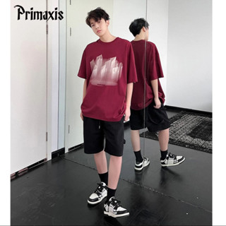 【PRIMAXIS SDUDIO】300g重磅個性模糊印花美式帥氣潮男女寬松落肩半袖t恤ins純棉短袖tee