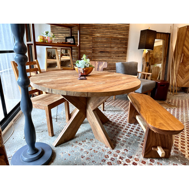 柚木圓形餐桌   產地：印尼 直徑130cm  高75cm - - Round Dining Table