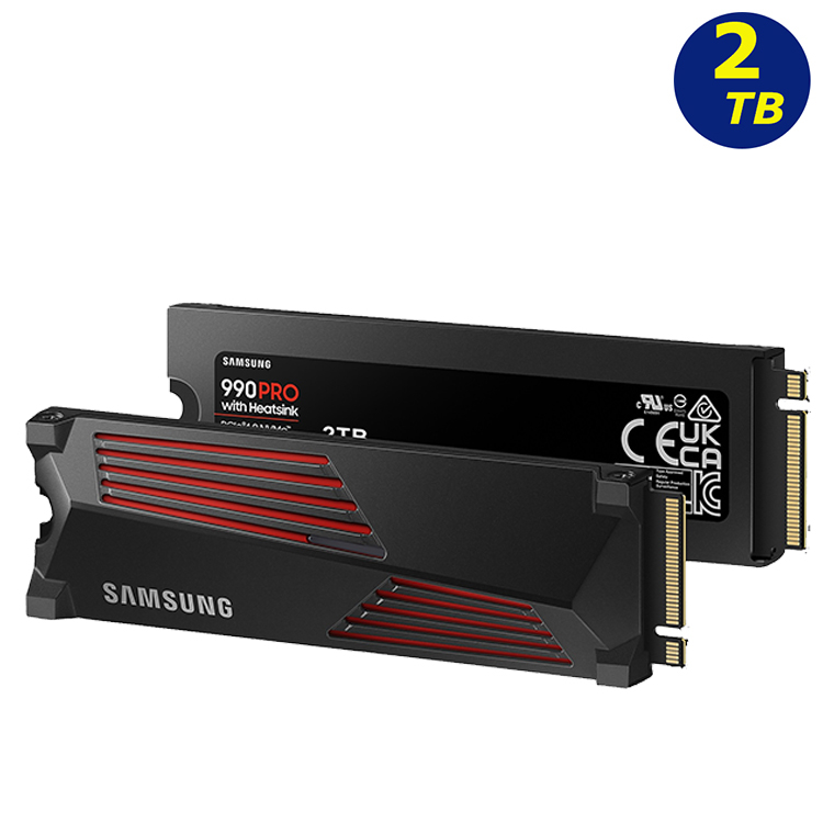 SAMSUNG 990 PRO 2TB MZ-V9P2T0CW M.2 PCIe 4.0 NVMe SSD 含散熱片硬碟