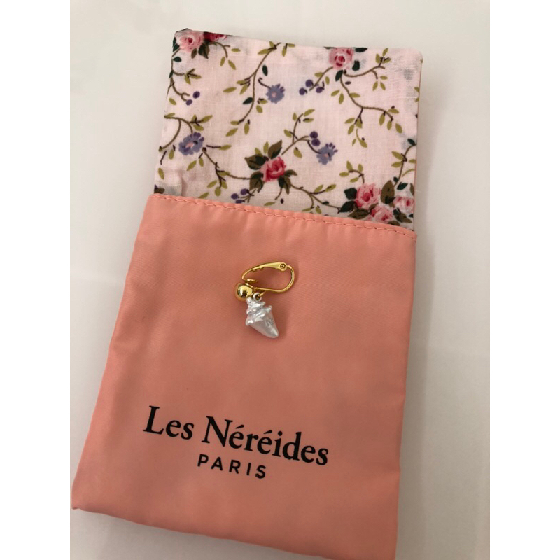 Les Nereides可愛珍珠白小牙齒造型單隻耳環 耳夾式耳環