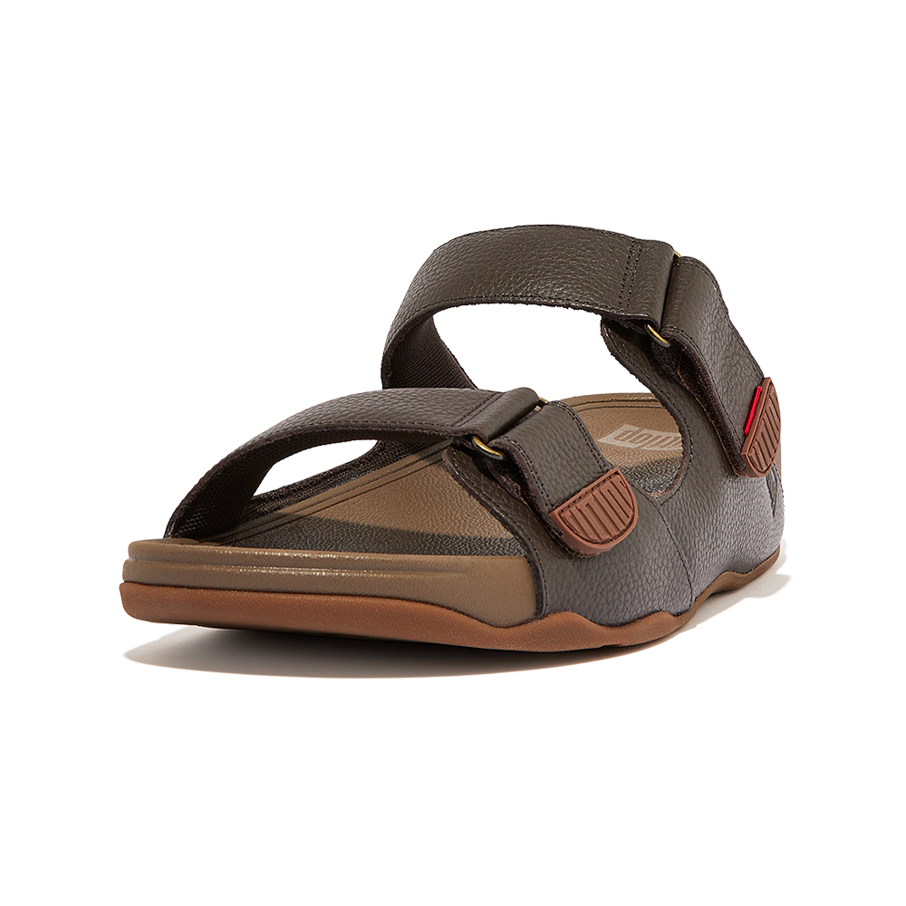 【FitFlop】可調整式皮革雙帶涼鞋11-13750-深棕色男-原價4550元