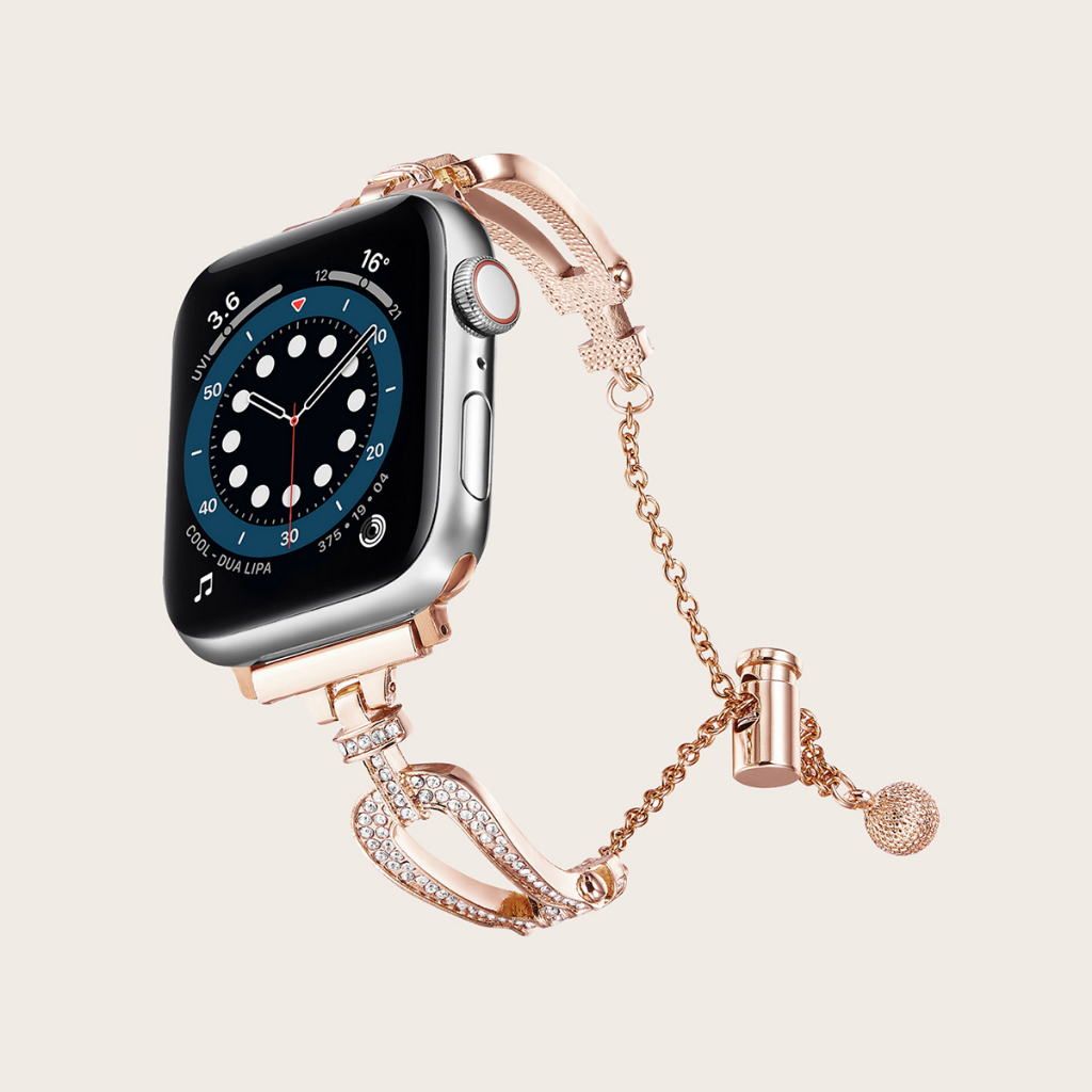 U形鑲鑽 金屬錶帶 手鏈 女士錶帶 適用於 Apple Watch 8 7 6 SE Ultra 41/45/49mm