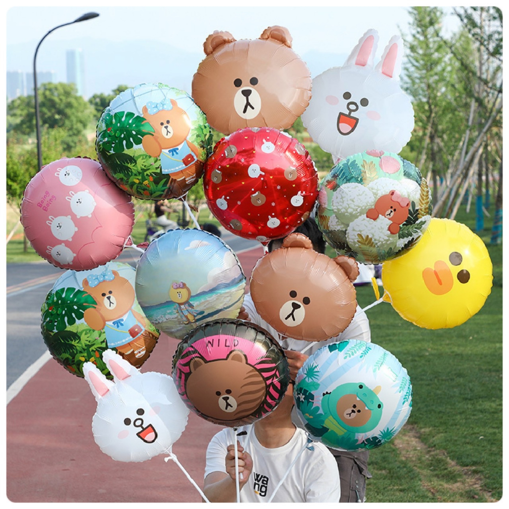快速出貨  熊大 兔兔 氣球 LINE氣球  生日佈置 卡通氣球 氣球 手拿氣球 可愛氣球 佩佩豬 a夢氣球 冰雪 麥昆