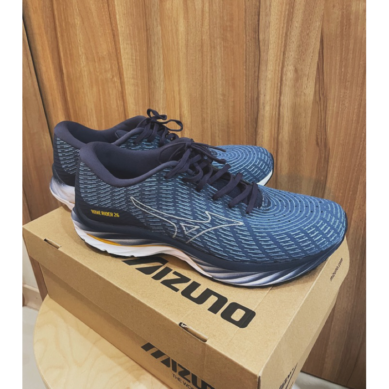 Mizuno Wave Rider 26  最強避震性 男 二手慢跑鞋 運動 路跑 ▲灰藍▲特殊色▲史上最強避震性