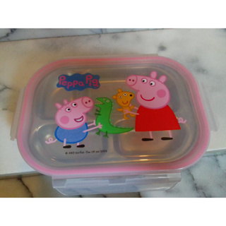 兒童 臺灣製 不鏽鋼 分隔 餐盤 便當盒 佩佩豬 卡通 粉紅豬 不銹鋼