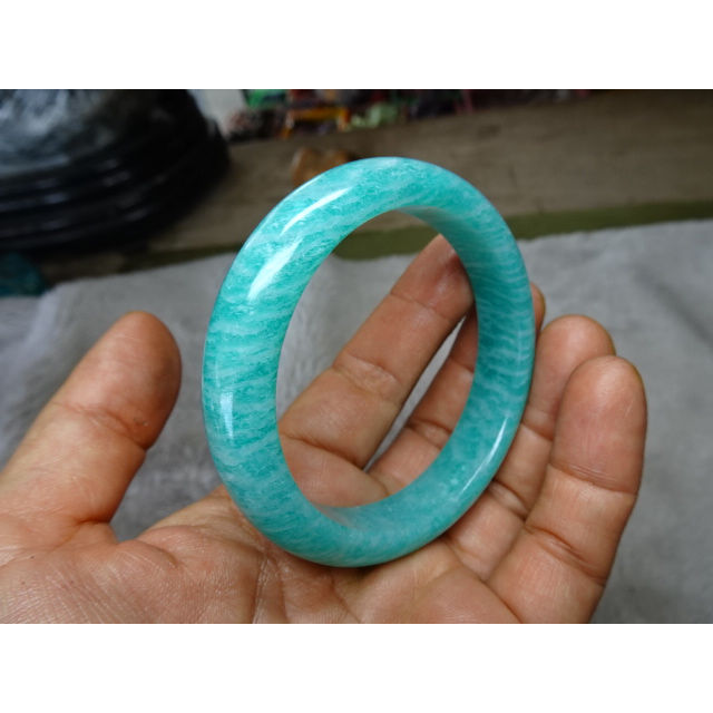 天然冰種清透天空藍藍寶石超厚寬手鐲→A204