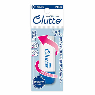 【 厭世文具 】日本PLUS新商品☆外殼可重複使用的旋轉式橡皮擦「Clutto」藍色