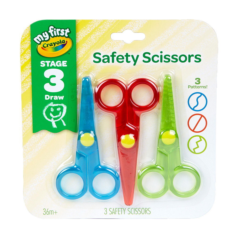 【美國繪兒樂Crayola】幼兒安全造型剪刀3件組｜ 安全設計 不含金屬刀片 培養創造力