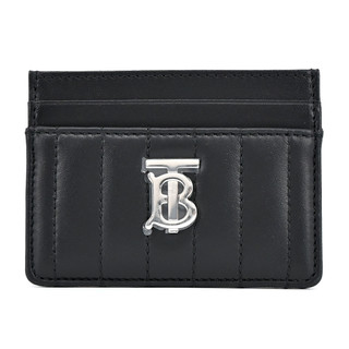 BURBERRY Lola TB銀字LOGO格紋絎縫羔羊卡片夾(黑色)｜100%原廠真品｜JS Maxx官方旗艦館
