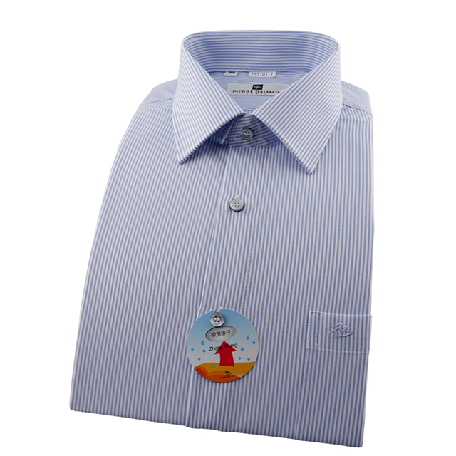 皮爾帕門pb淺藍色細條紋、吸濕排汗特殊材質上班族團購、必備合身長袖襯衫55101-02 -45-襯衫工房