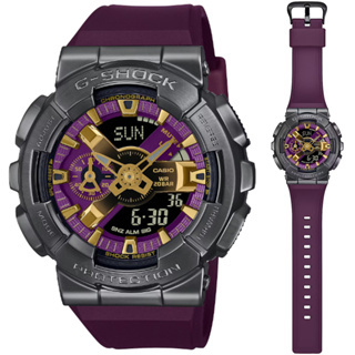 CASIO 卡西歐 G-SHOCK 沙漠越野 金屬錶殼霧面半透明大圓雙顯錶-灰紫紅(GM-110CL-6A)