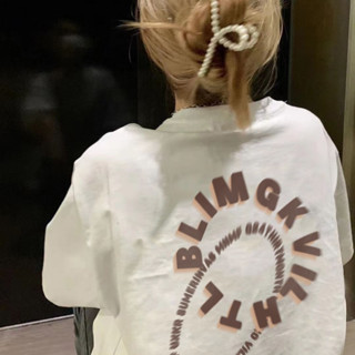 【隔日到貨】100%純棉 雙圓圈英文字正反印花圓領短袖T恤 男女上衣大尺碼長版情侶裝OVERSIZE寬版長版打底內搭