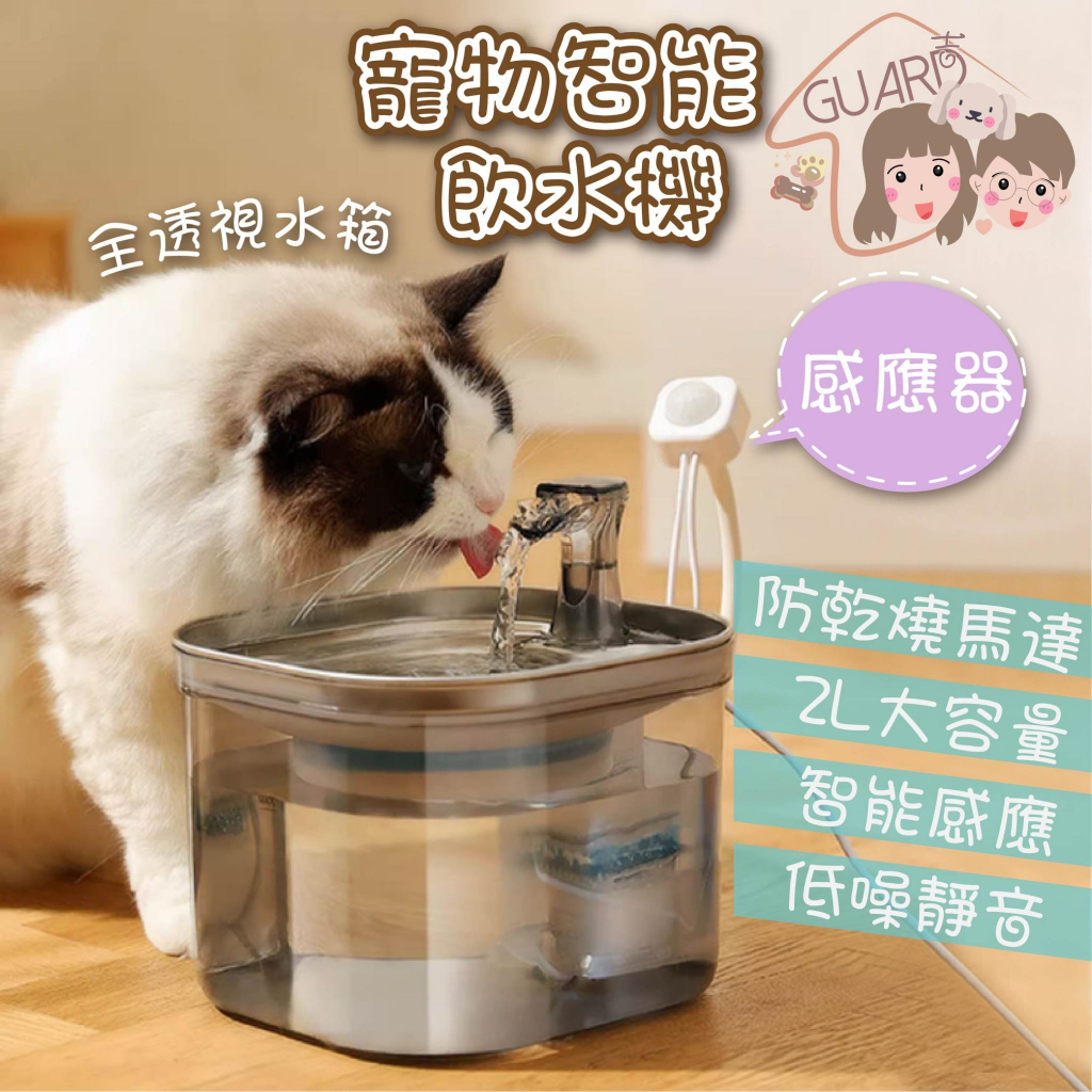 GUARD吉 高質感不鏽鋼款😻貓咪飲水機 寵物飲水機 寵物智能飲水機 過濾棉 活水機 靜音馬達 智能飲水機 寵物活水機