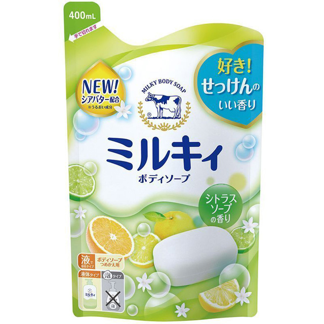 🐘大象屋美妝🌟COW STYLE 牛乳石鹼 🌟Milky 牛乳精華沐浴乳補充包(柚子果香)補充包400ml-G1