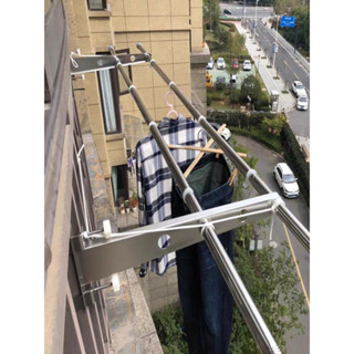 現貨 高雄 陽臺 窗臺 鐵窗 晾衣架 曬衣架 免打孔 免鑽洞 戶外 室內 曬被 支架 租屋 不鏽鋼 贈束帶 無附桿