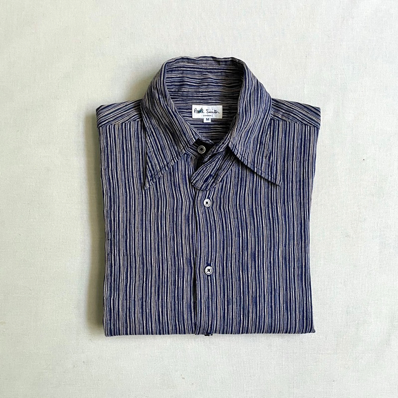 日本製造 Paul Smith Woven LS Shirts 英倫經典 純棉 特殊編織 劍領 長袖襯衫 vintage