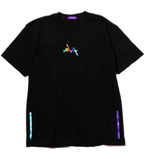 EVANGELION Solid Line Logo T-Shirt (BLACK×RAINBOW)