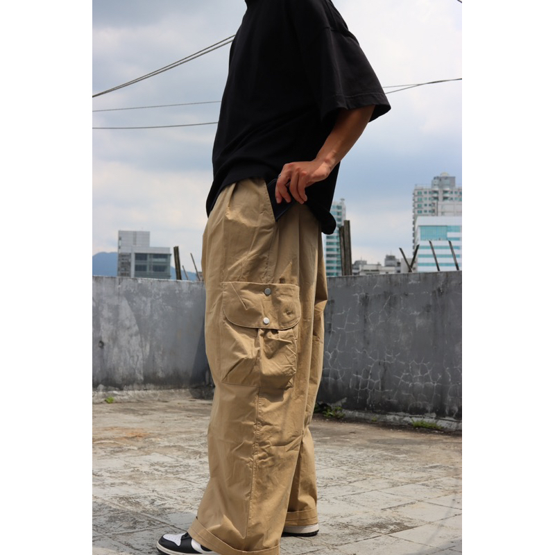 【LAS SELECT】韓國 日本 美國 街頭 日系 寬版 工裝長褲 機能口袋 春夏 夏季 寬鬆 百搭 city boy