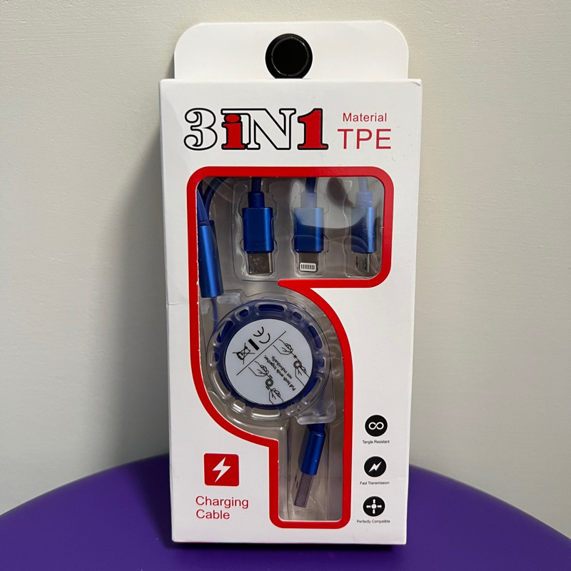 ［全新］3in 1 material TPE USB CABLE傳輸線