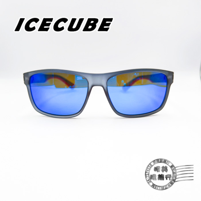 ICECUBE 運動眼鏡/霧透明框透明藍腳/藍REVO/台灣製/FX61/偏光太陽眼鏡/明美鐘錶眼鏡