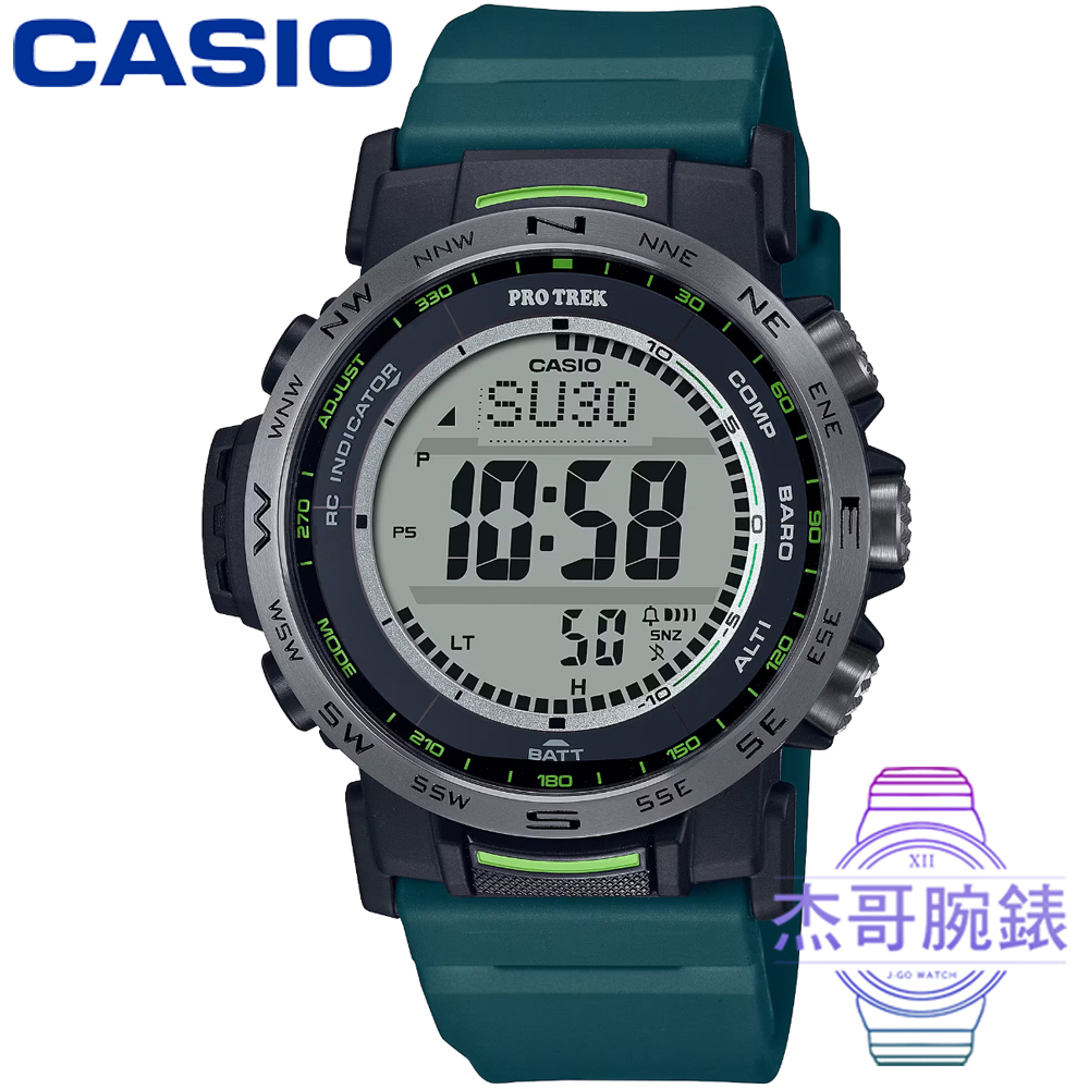 【杰哥腕錶】CASIO卡西歐 PROTREK 多功能太陽能登山錶-青綠色 / PRW-35Y-3 (台灣公司貨)