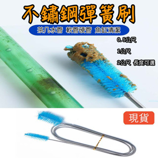 青賢園藝🔥桃園出貨🔥雙頭水管刷 不銹鋼彈簧雙頭毛刷 清潔刷 水管刷 刷子 水族毛刷 彈簧刷 進出水管毛刷 軟管硬管 毛刷