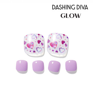 【DASHING DIVA】GLOW足部薄型凝膠美甲貼_淡紫愛心 免照燈 可裁剪 超薄透