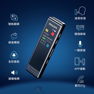 台灣公司貨 飛利浦 PHILIPS 24種語言翻譯 16G智能錄音筆 繁體中文版VTR5102Pro(翻譯/語音轉文字)