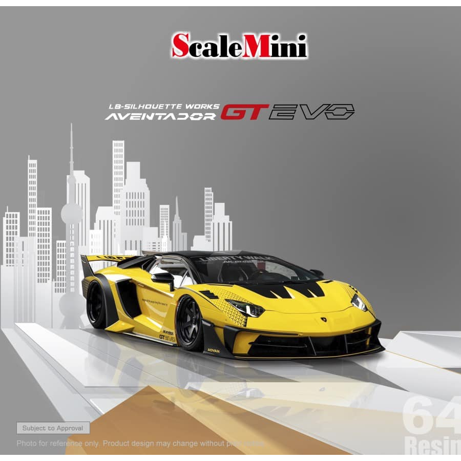 TSAI模型車販賣鋪 現貨賣場 1/64 Lamborghini Aventador GT EVO 黃