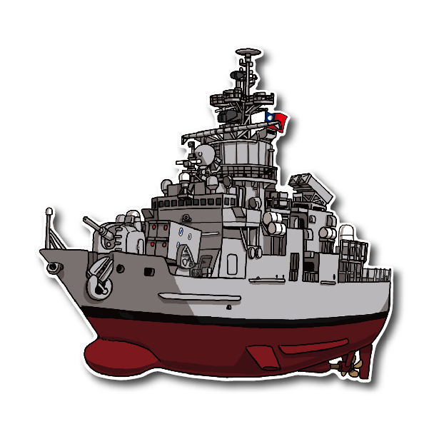 Q版中華民國海軍-濟陽級巡防艦-PVC防水貼紙