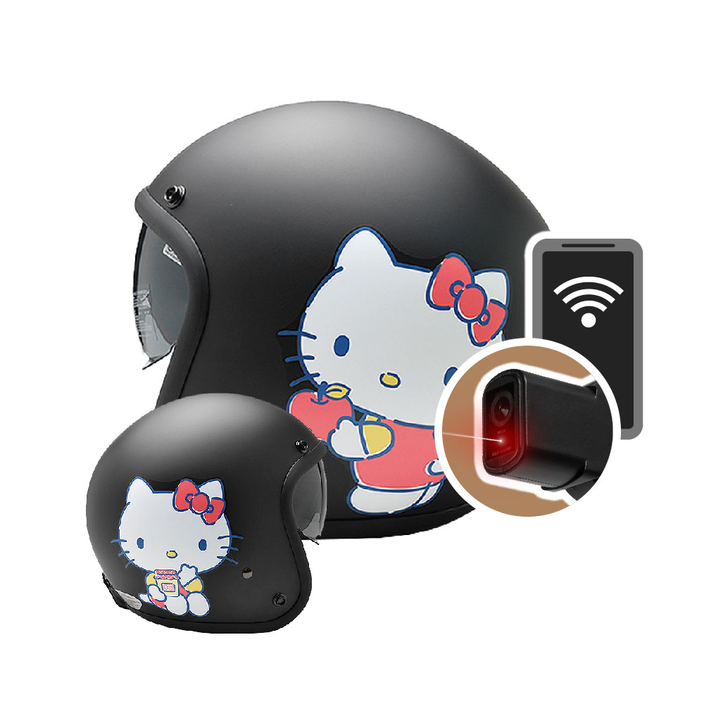 【IminiDV X4 EVO 內建式安全帽行車記錄器】果醬Kitty 凱蒂貓 安全帽 記錄器 內墨鏡 3/4罩