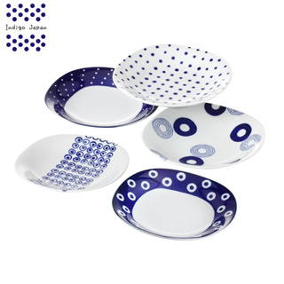 日本製 藍丸紋 西海陶器單入多用盤組 高級盤子 日本瓷器